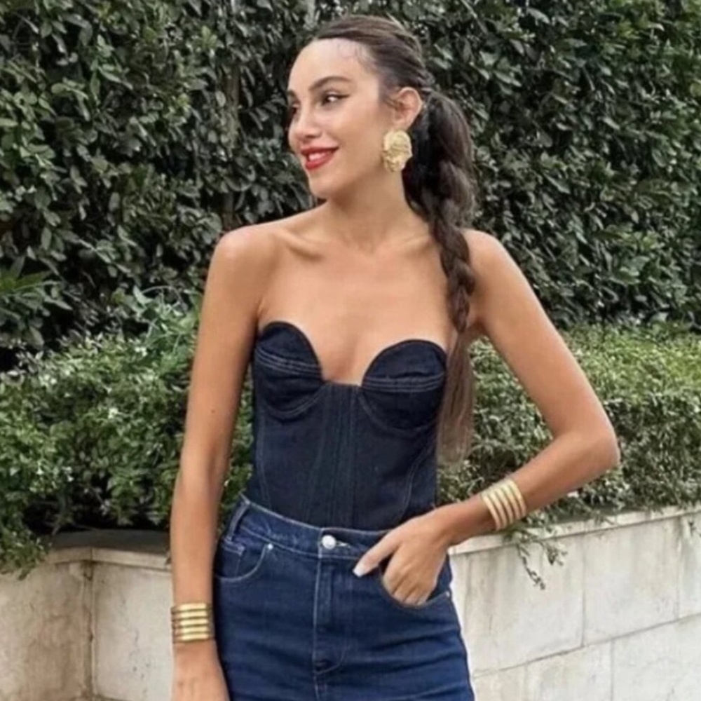 NEW Zara | Denim Corset Top